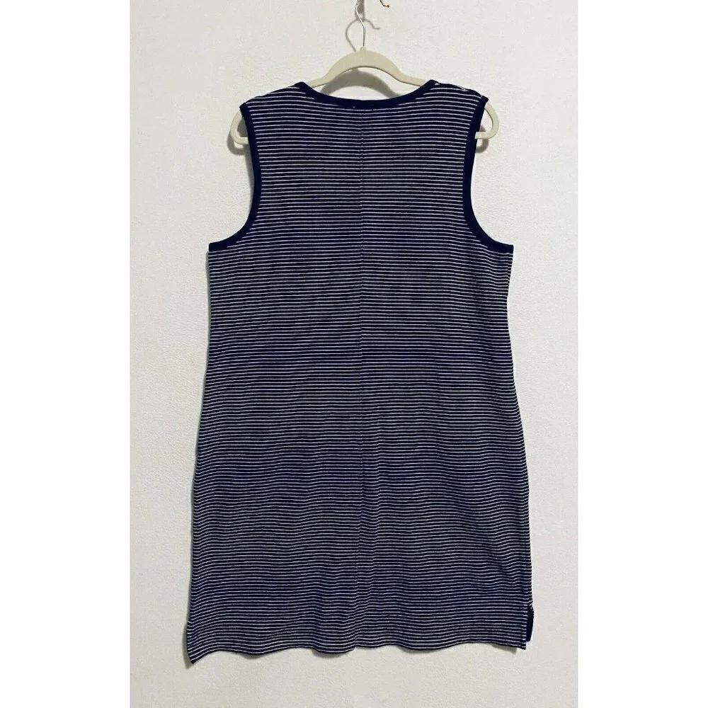 J Crew Tank Dress Womens XL Striped Sleeveless Navy Blue Nautical Cotton Stretch